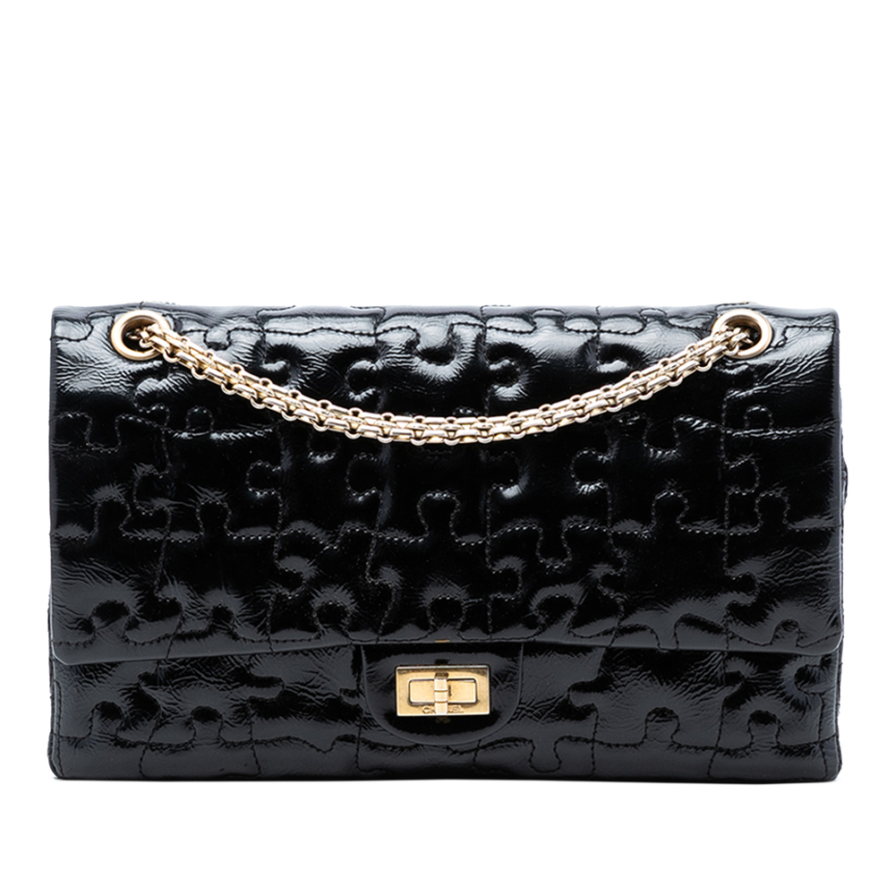 Pre-Loved Chanel Reissue 2.55 Crackled Patent Puzzle Double Flap 226